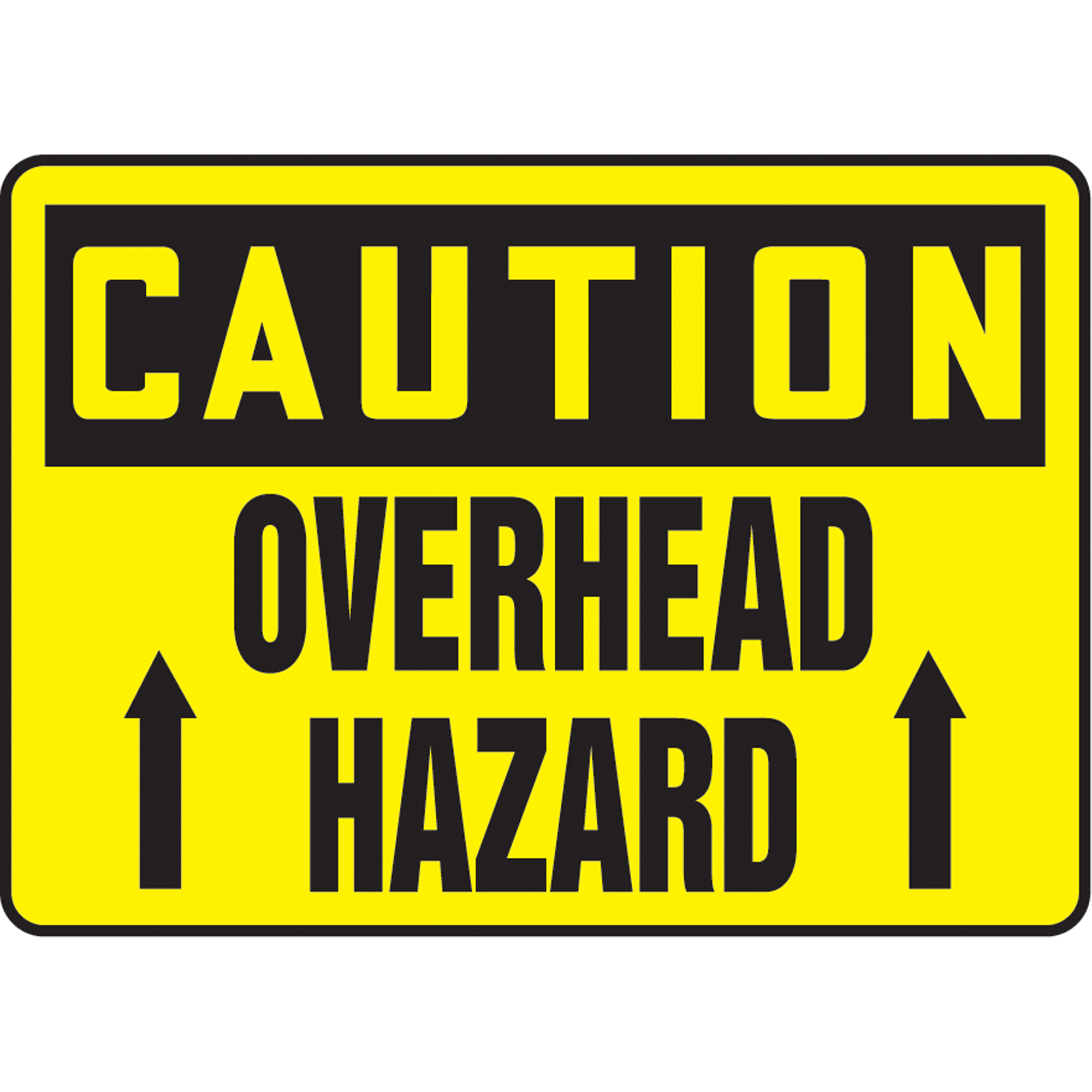 Enseigne « Overhead Hazard », 10" x 14", Aluminium, Anglais avec pictogramme