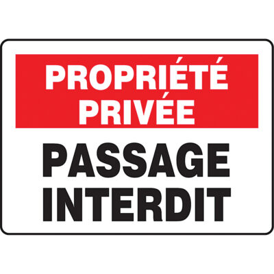 Enseigne « Passage interdit », 10" x 14", Plastique, Français