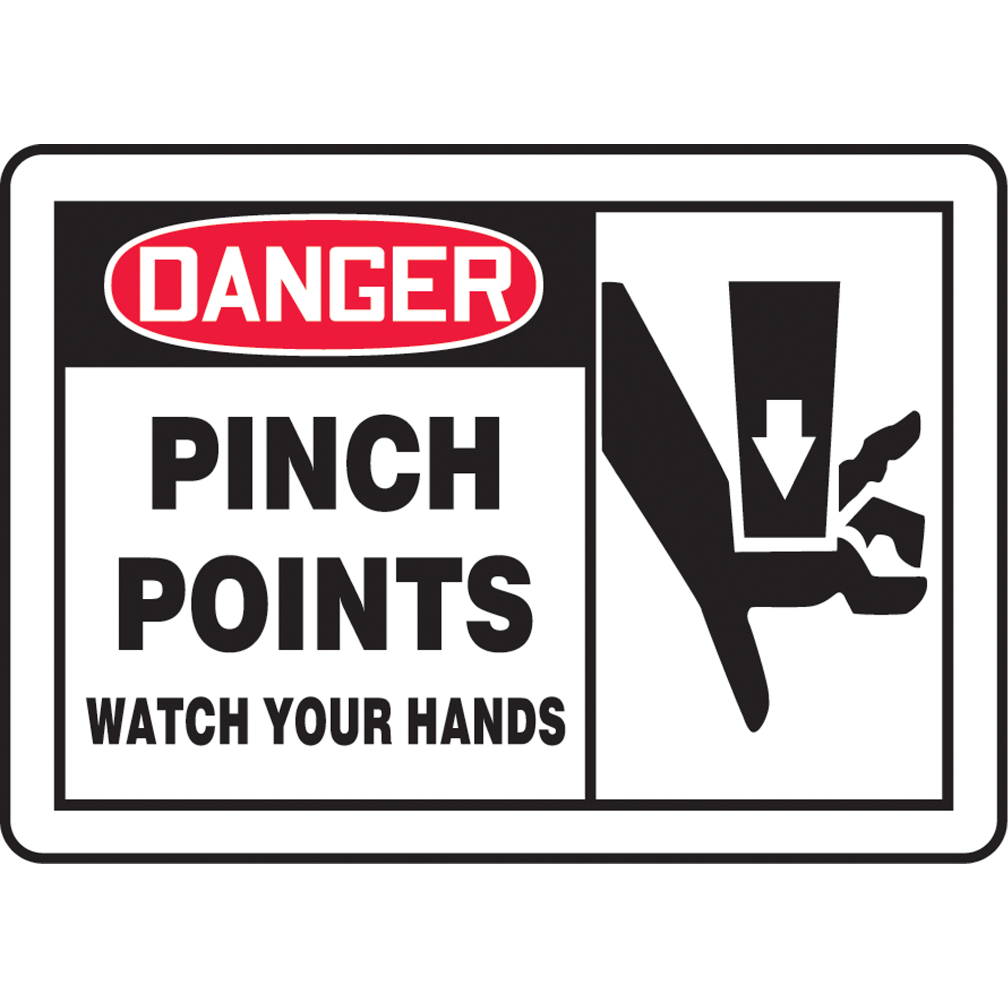 Enseigne « Pinch Points », 10" x 14", Vinyle, Anglais avec pictogramme