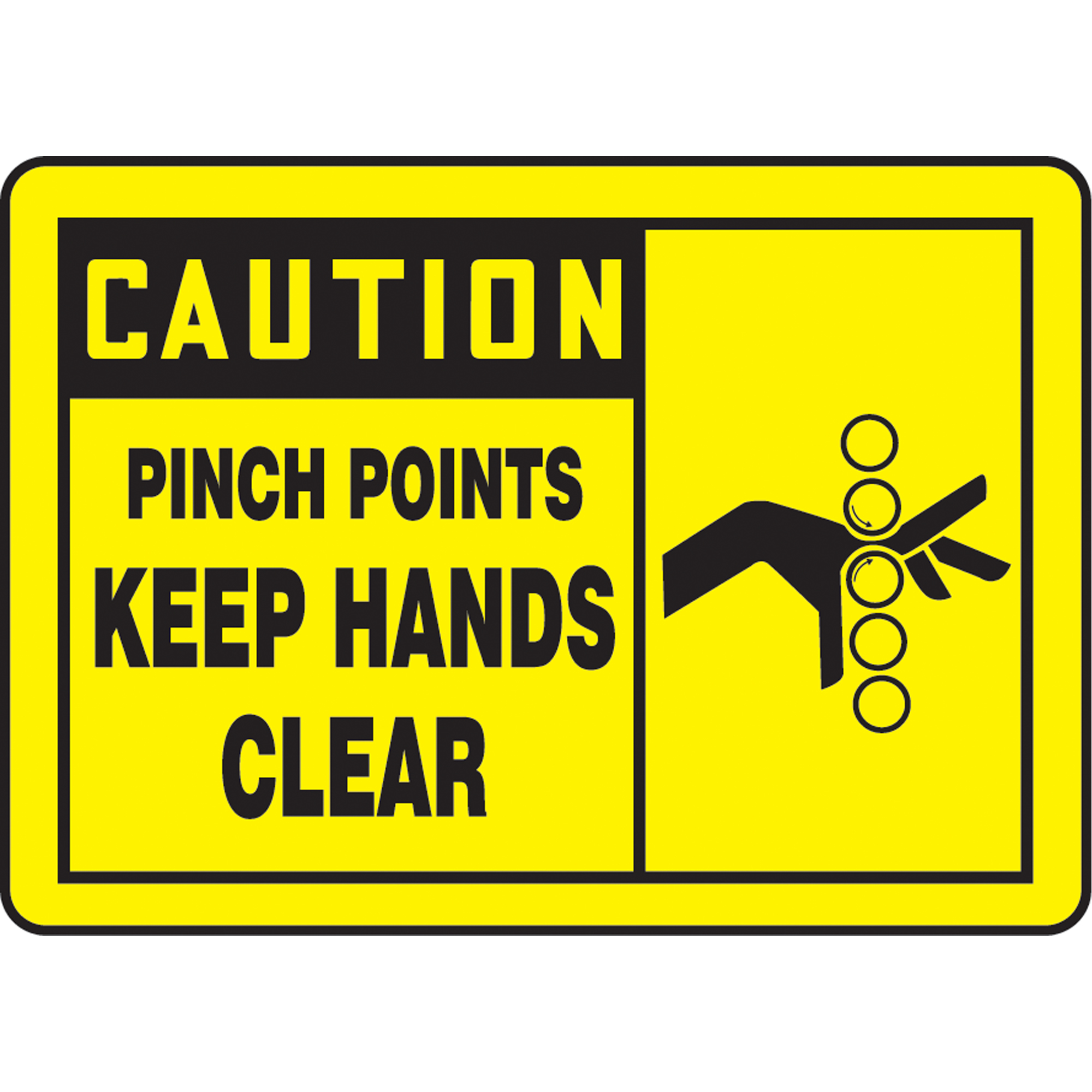 Enseigne « Pinch Points », 10" x 14", Plastique, Anglais avec pictogramme