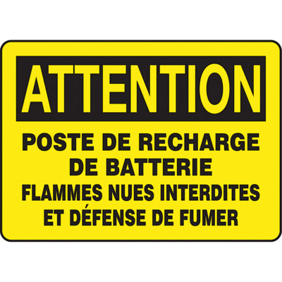 Enseigne « Poste de recharge de batterie », 10" x 14", Plastique, Français