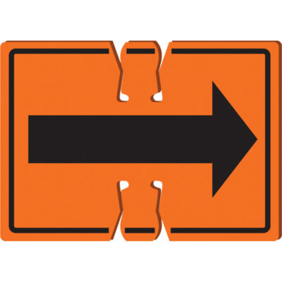 Enseigne pour dessus de cône de signalisation avec flèche sur les deux côtés, 10" x 14", Plastique, Pictogramme