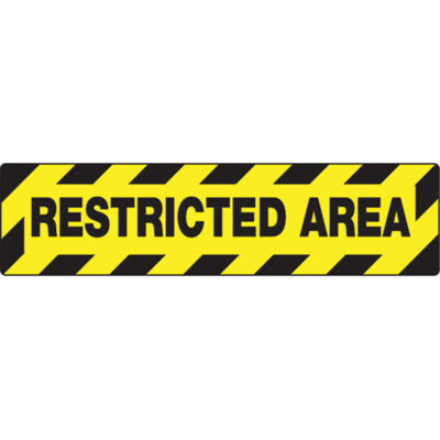 Enseigne pour plancher « Restricted Area » Skid-GardMC, Adhésif, Anglais