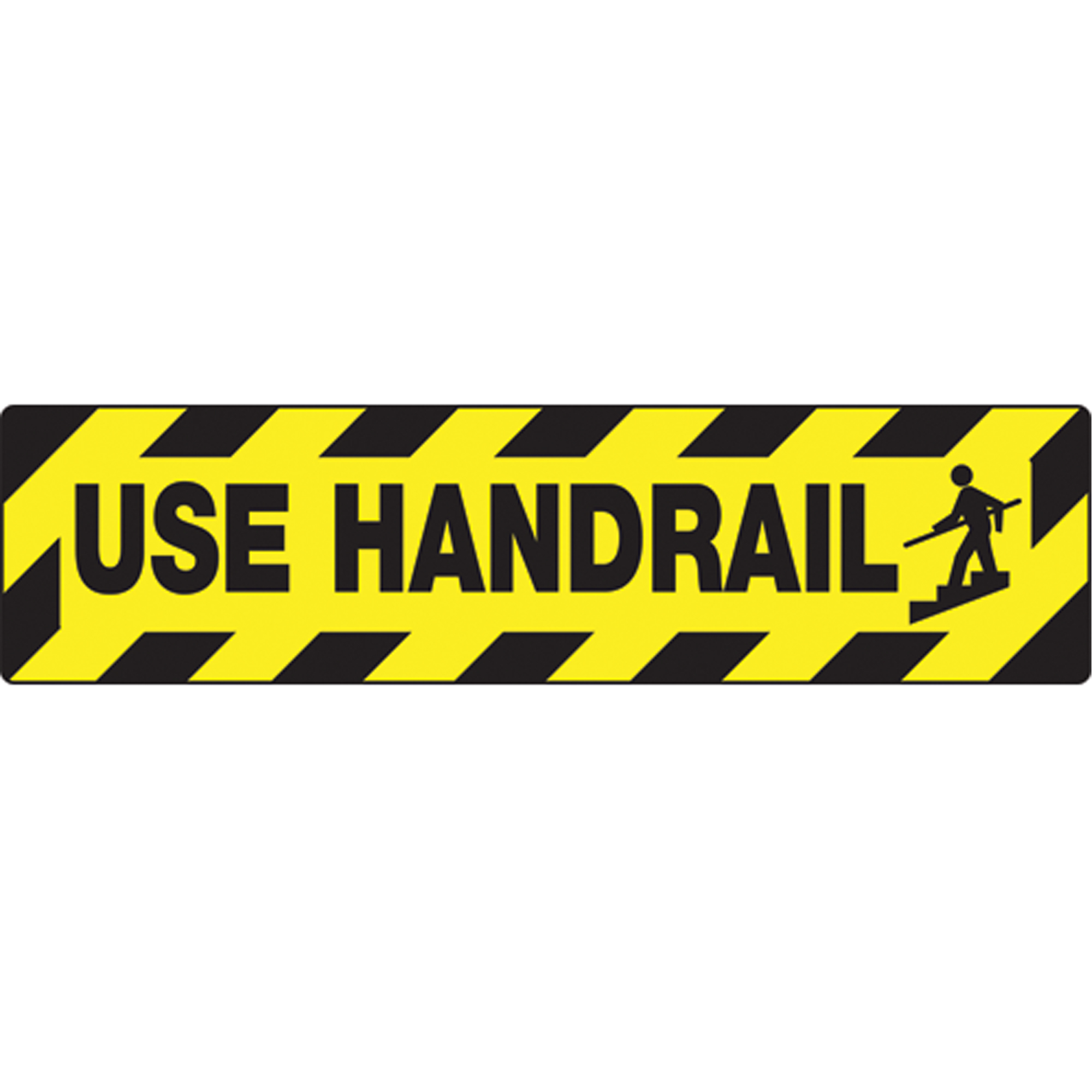 Enseigne pour plancher « Use Handrails » Skid-GardMC, Adhésif, Anglais avec pictogramme