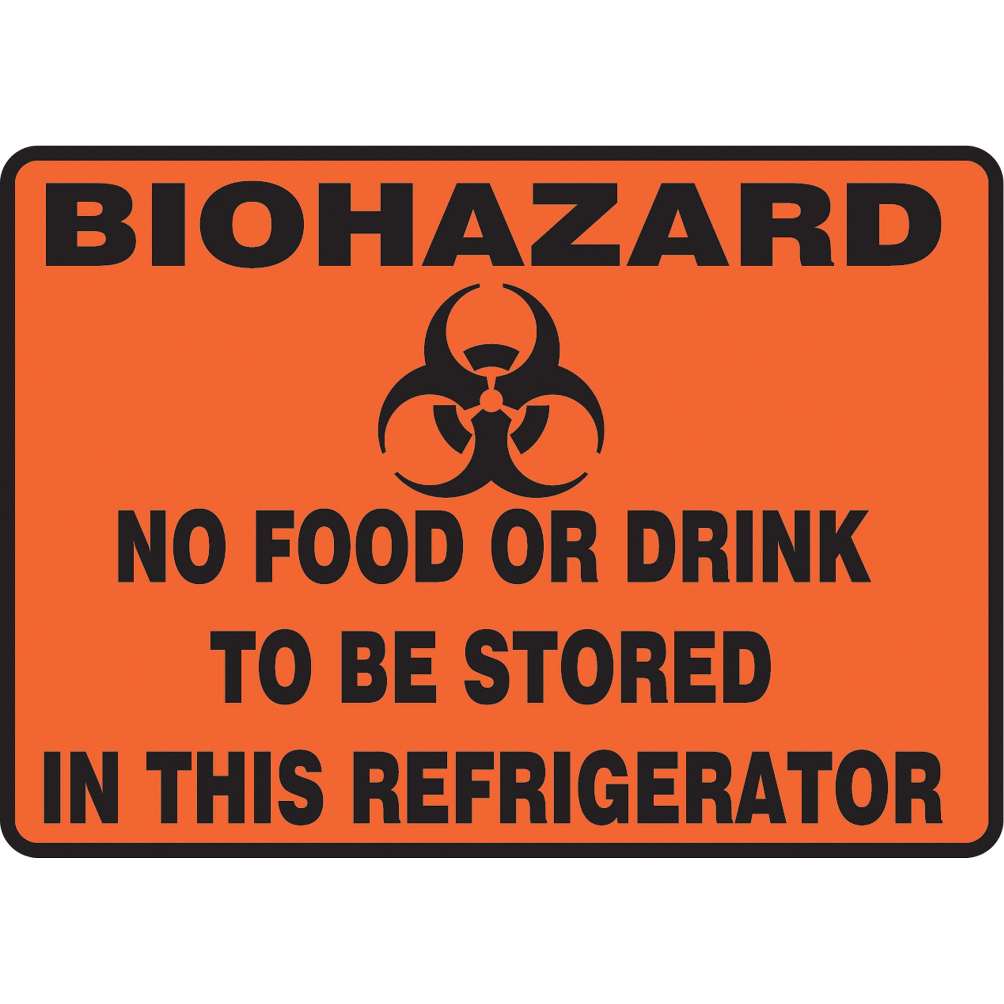 Enseigne pour réfrigérateur « Biohazard », 10" x 14", Vinyle, Anglais avec pictogramme