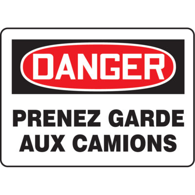 Enseigne « Prenez garde aux camions », 10" x 14", Aluminium, Français