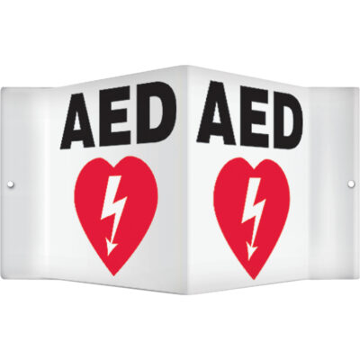 Enseigne ProjectionMC « AED », 6" x 8-1/2", Plastique, Anglais avec pictogramme
