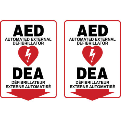 Enseigne ProjectionMC « AED/DEA », 12" x 9", Plastique, Bilingue avec pictogramme