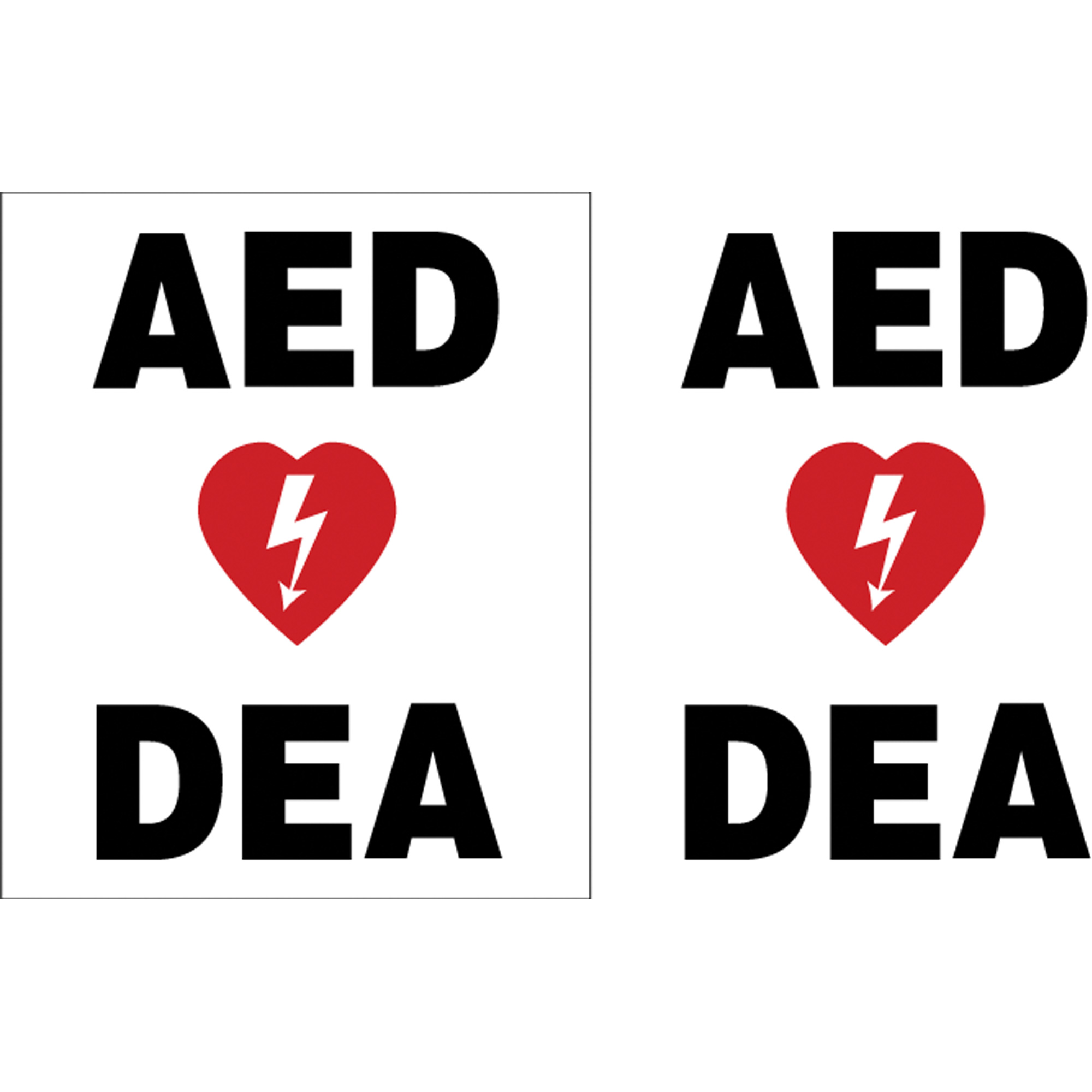 Enseigne ProjectionMC « AED/DEA », 6" x 5", Plastique, Bilingue avec pictogramme