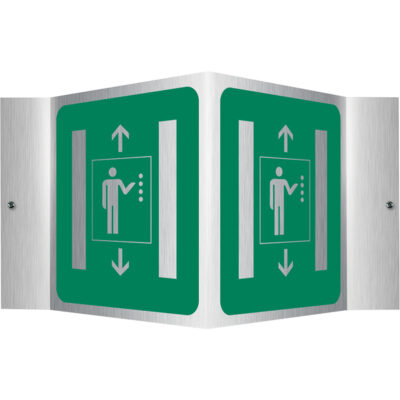 Enseigne ProjectionMC - ascenseur, 6" x 5", Aluminium, Pictogramme