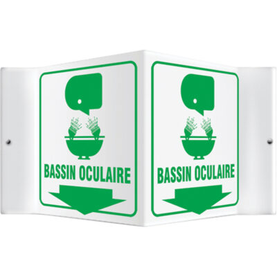 Enseigne ProjectionMC « Bassin Oculaire », 6" x 8-1/2", Plastique, Français avec pictogramme