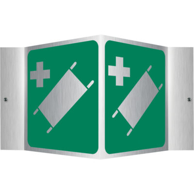 Enseigne ProjectionMC - brancard de premiers soins, 6" x 5", Aluminium, Pictogramme