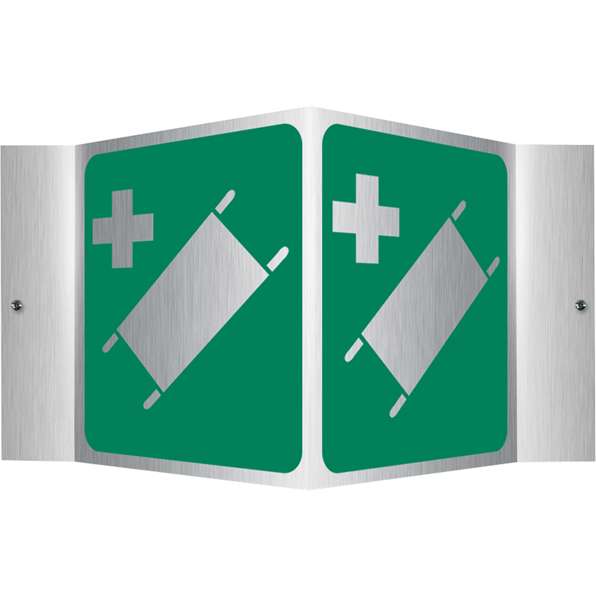 Enseigne ProjectionMC - brancard de premiers soins, 6" x 5", Aluminium, Pictogramme