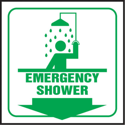 Enseigne ProjectionMC « Emergency Shower », 6" x 5", Plastique, Anglais avec pictogramme
