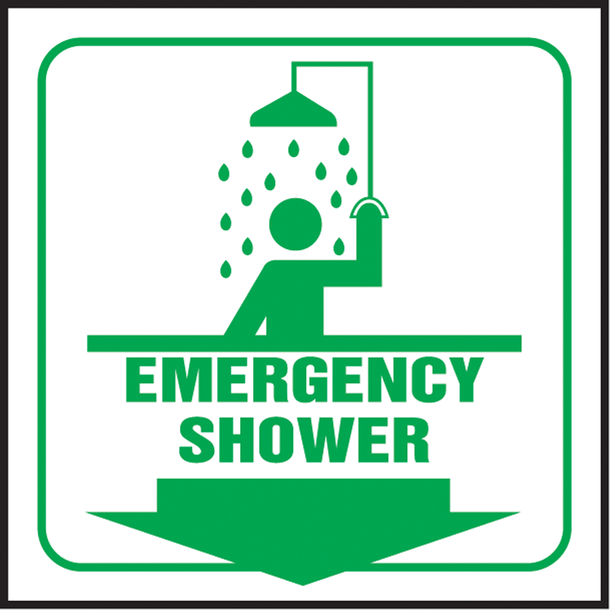 Enseigne ProjectionMC « Emergency Shower », 6" x 5", Plastique, Anglais avec pictogramme