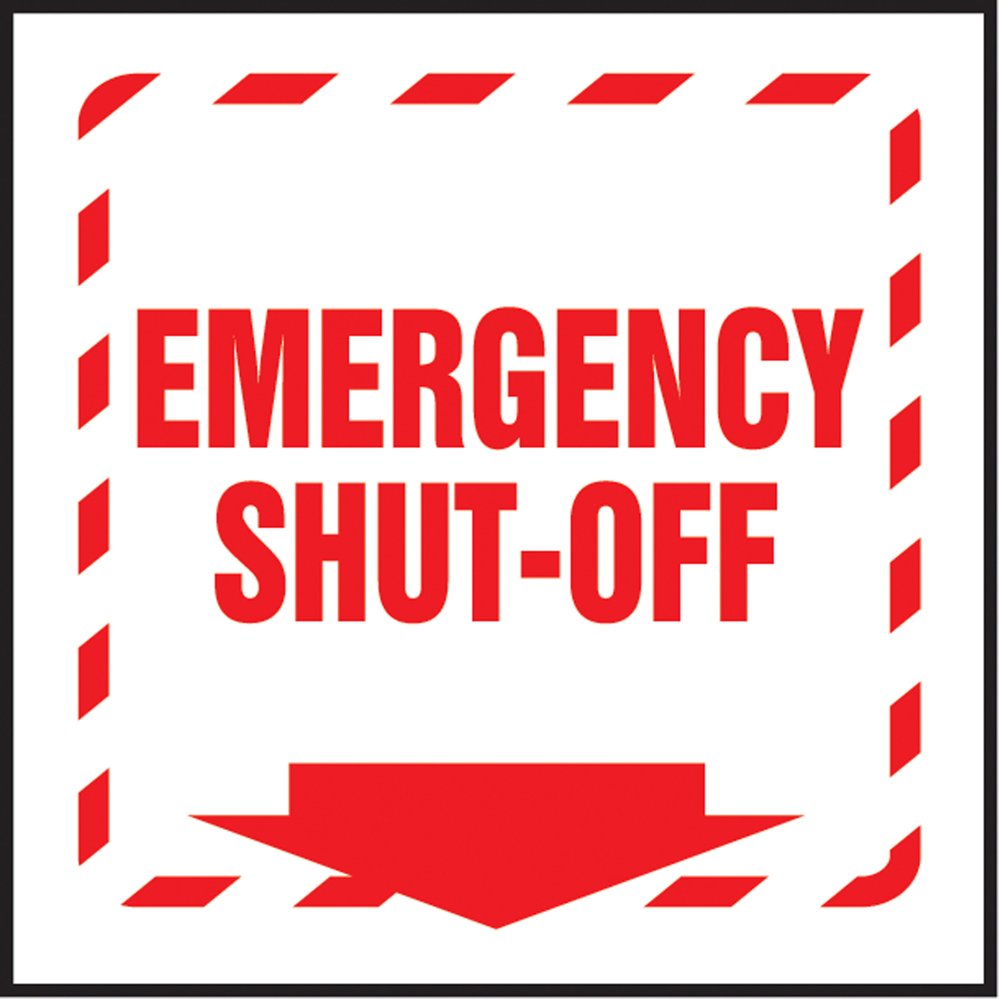 Enseigne ProjectionMC « Emergency Shut-Off », 6" x 5", Plastique, Anglais avec pictogramme