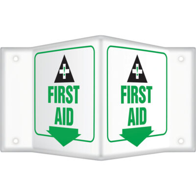 Enseigne ProjectionMC « First Aid », 6" x 8-1/2", Plastique, Anglais avec pictogramme