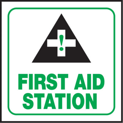 Enseigne ProjectionMC « First Aid Station », 6" x 5", Plastique, Anglais avec pictogramme
