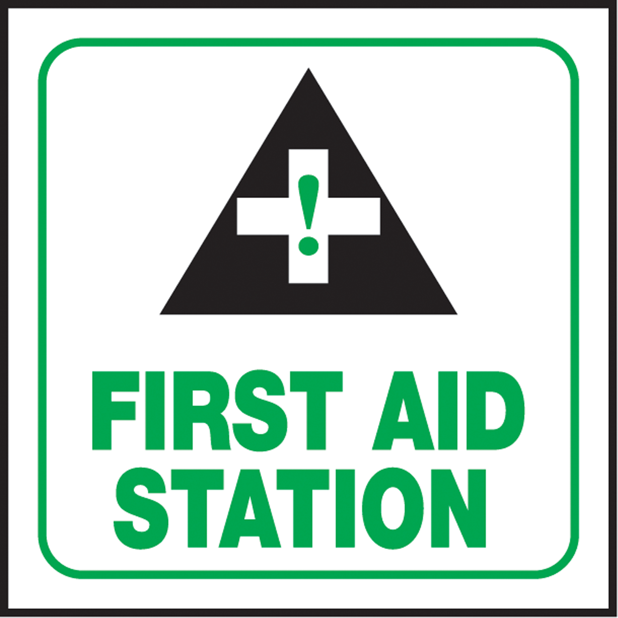 Enseigne ProjectionMC « First Aid Station », 6" x 5", Plastique, Anglais avec pictogramme