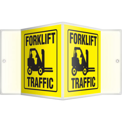Enseigne ProjectionMC « Forklift Traffic », 6" x 5", Plastique, Anglais avec pictogramme