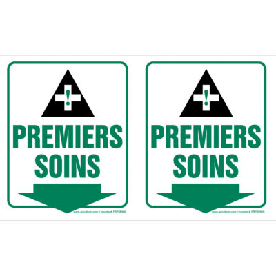 Enseigne ProjectionMC « Premier soins », 6" x 8-1/2", Plastique, Français avec pictogramme