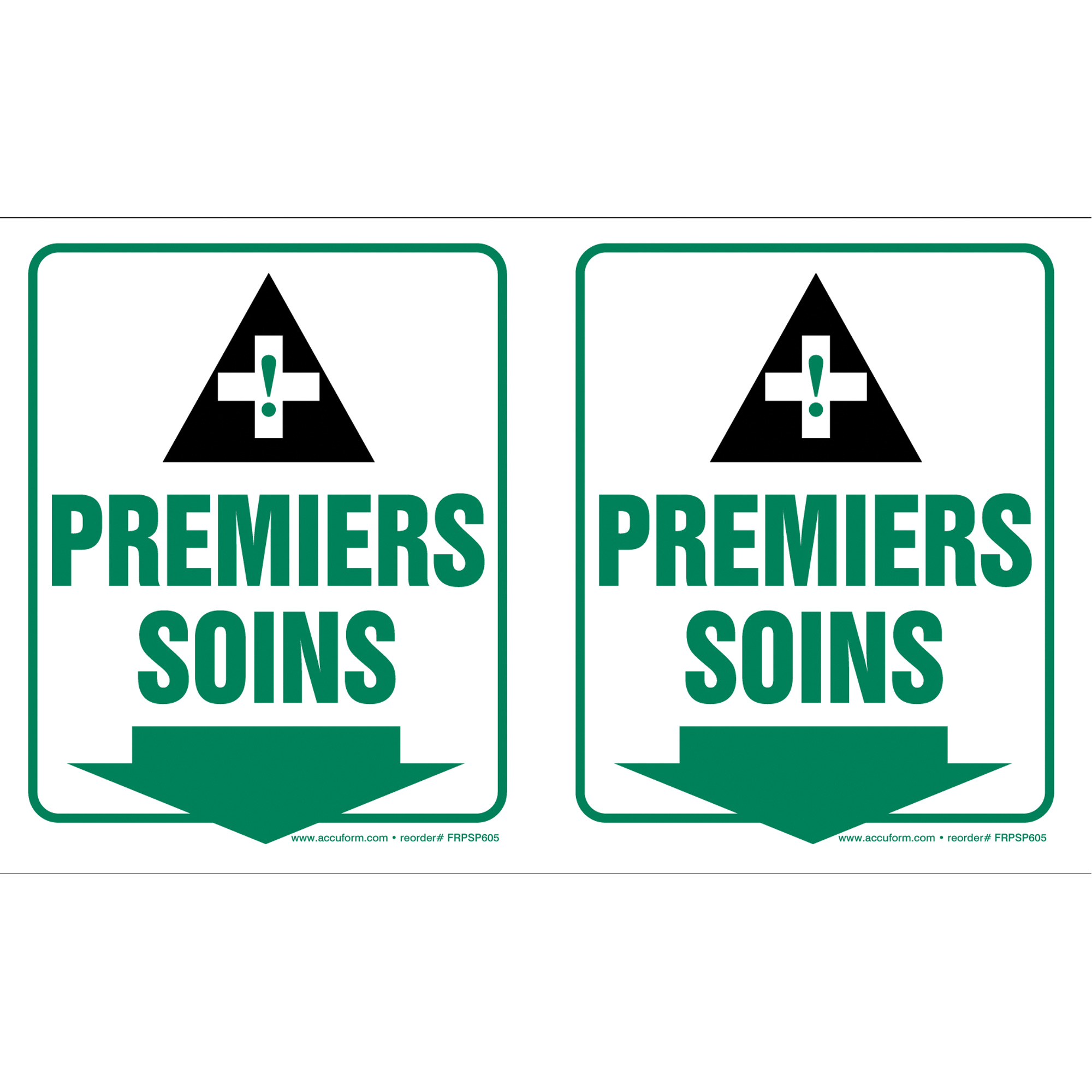 Enseigne ProjectionMC « Premier soins », 6" x 8-1/2", Plastique, Français avec pictogramme