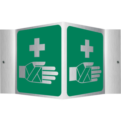 Enseigne ProjectionMC - premiers soins, 6" x 5", Aluminium, Pictogramme