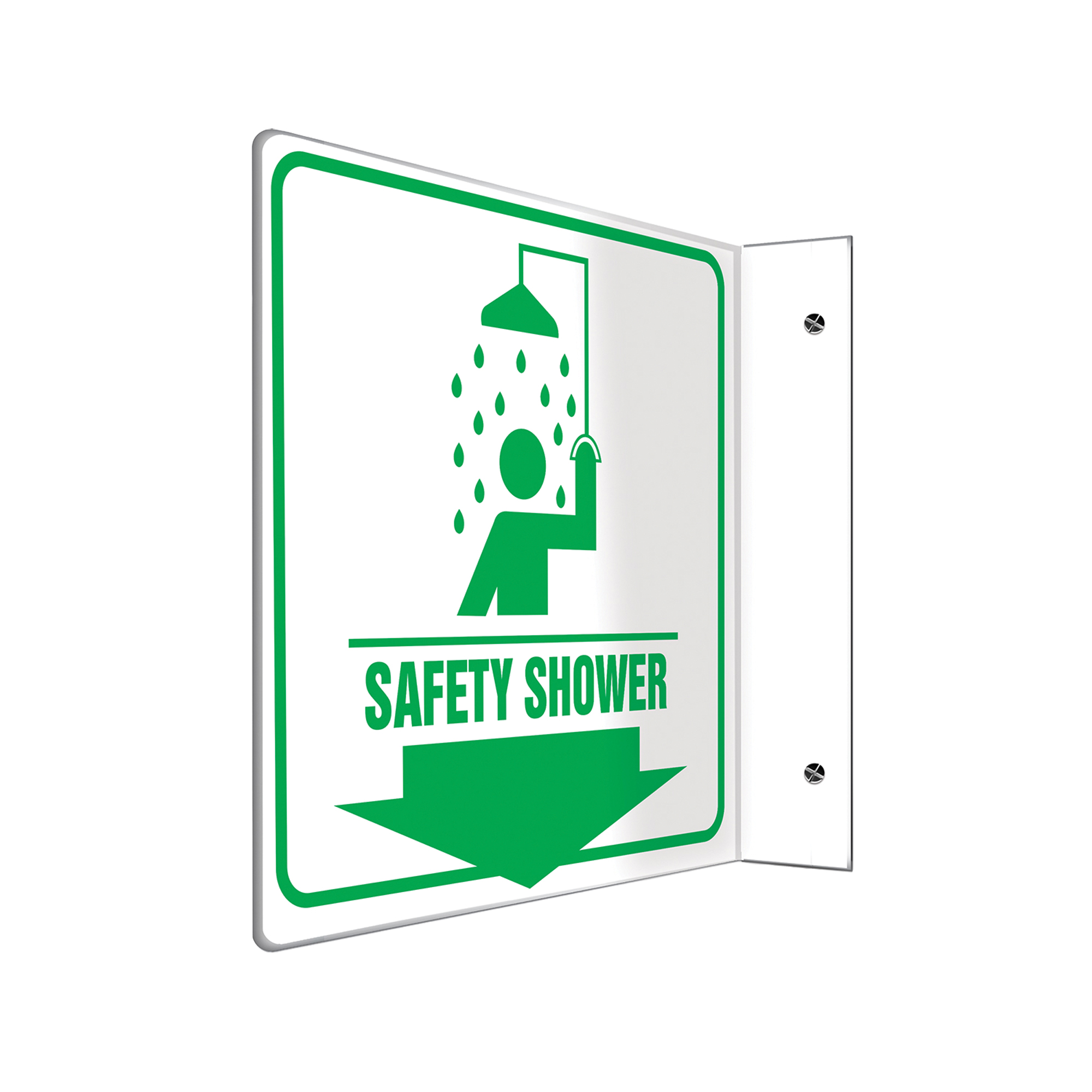 Enseigne ProjectionMC « Safety Shower », 8" x 8", Plastique, Anglais avec pictogramme