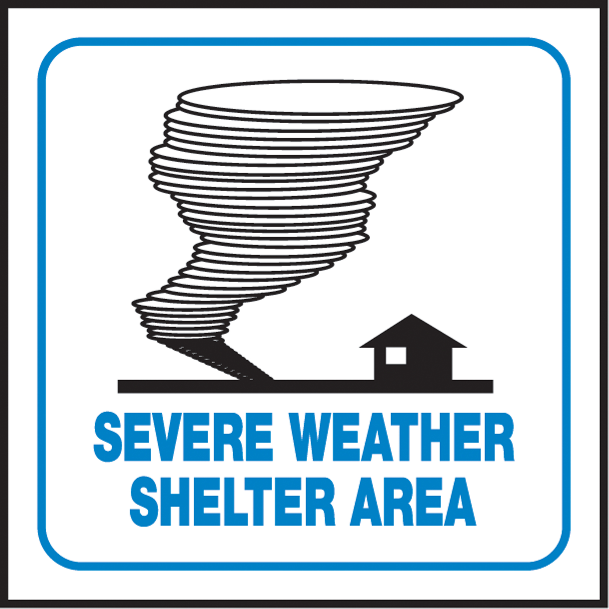 Enseigne ProjectionMC « Severe Weather Shelter Area », 6" x 5", Plastique, Anglais avec pictogramme