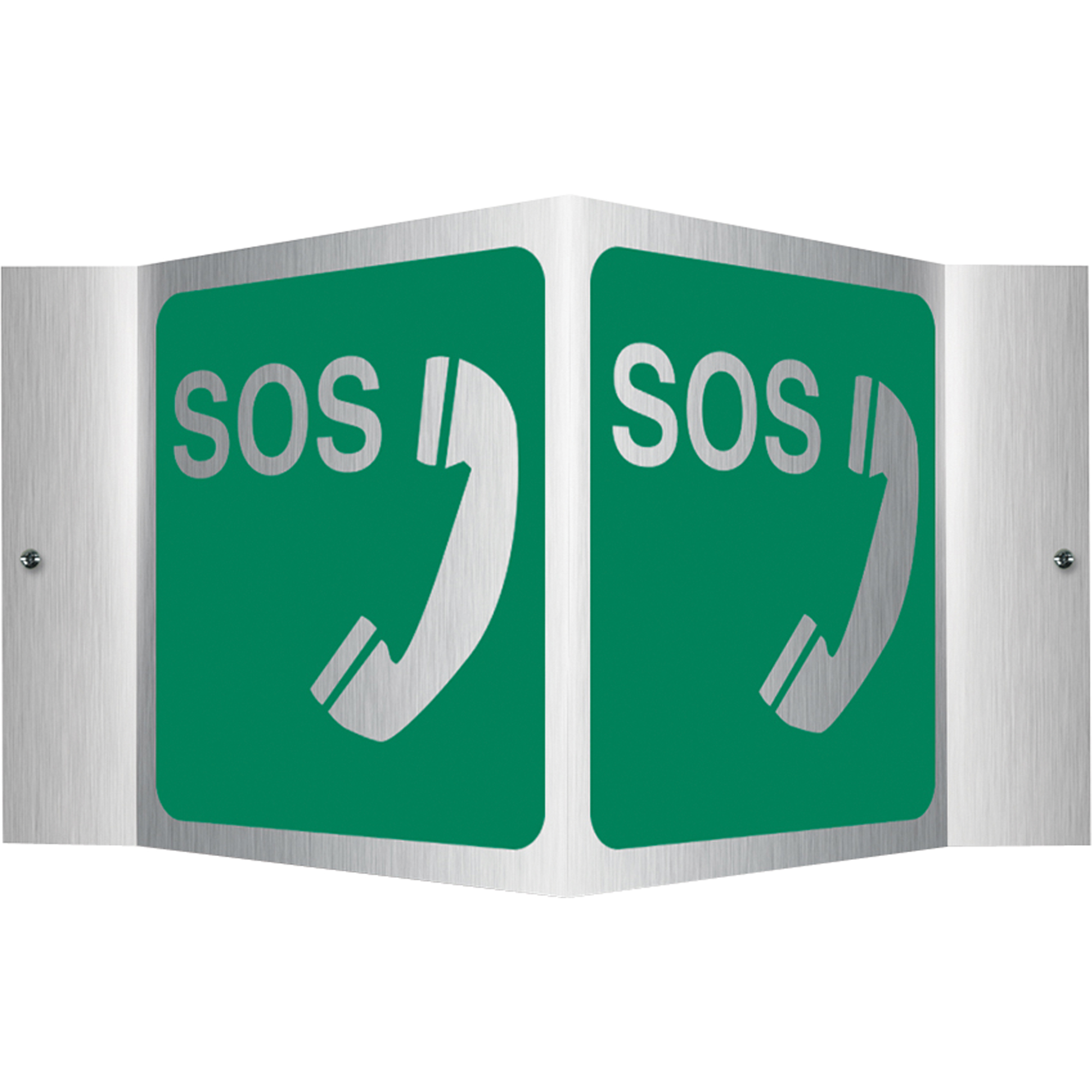 Enseigne ProjectionMC « SOS », 6" x 5", Aluminium, Bilingue avec pictogramme