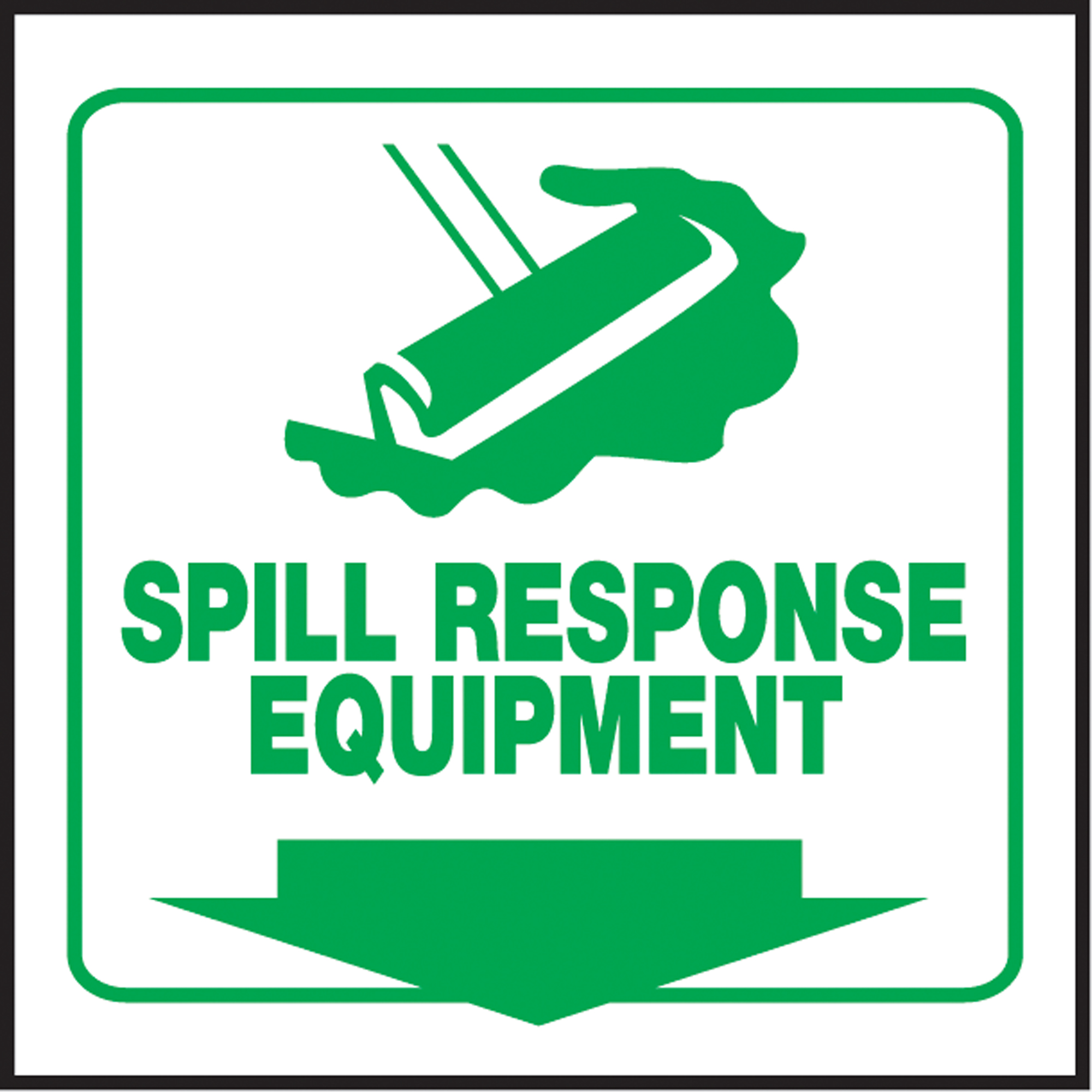 Enseigne ProjectionMC « Spill Response Equipment », 6" x 5", Plastique, Anglais avec pictogramme