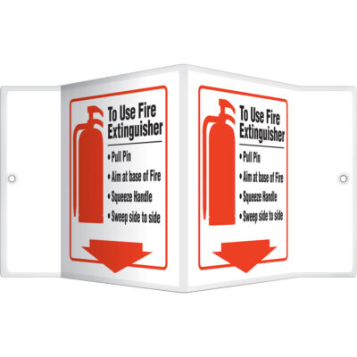 Enseigne ProjectionMC « To Use Fire Extinguisher », 6" x 5", Plastique, Anglais avec pictogramme