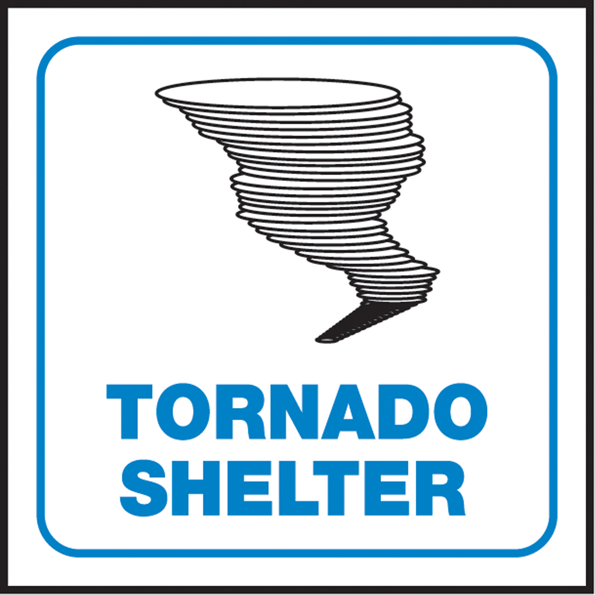 Enseigne ProjectionMC « Tornado Shelter », 8" x 8", Plastique, Anglais avec pictogramme