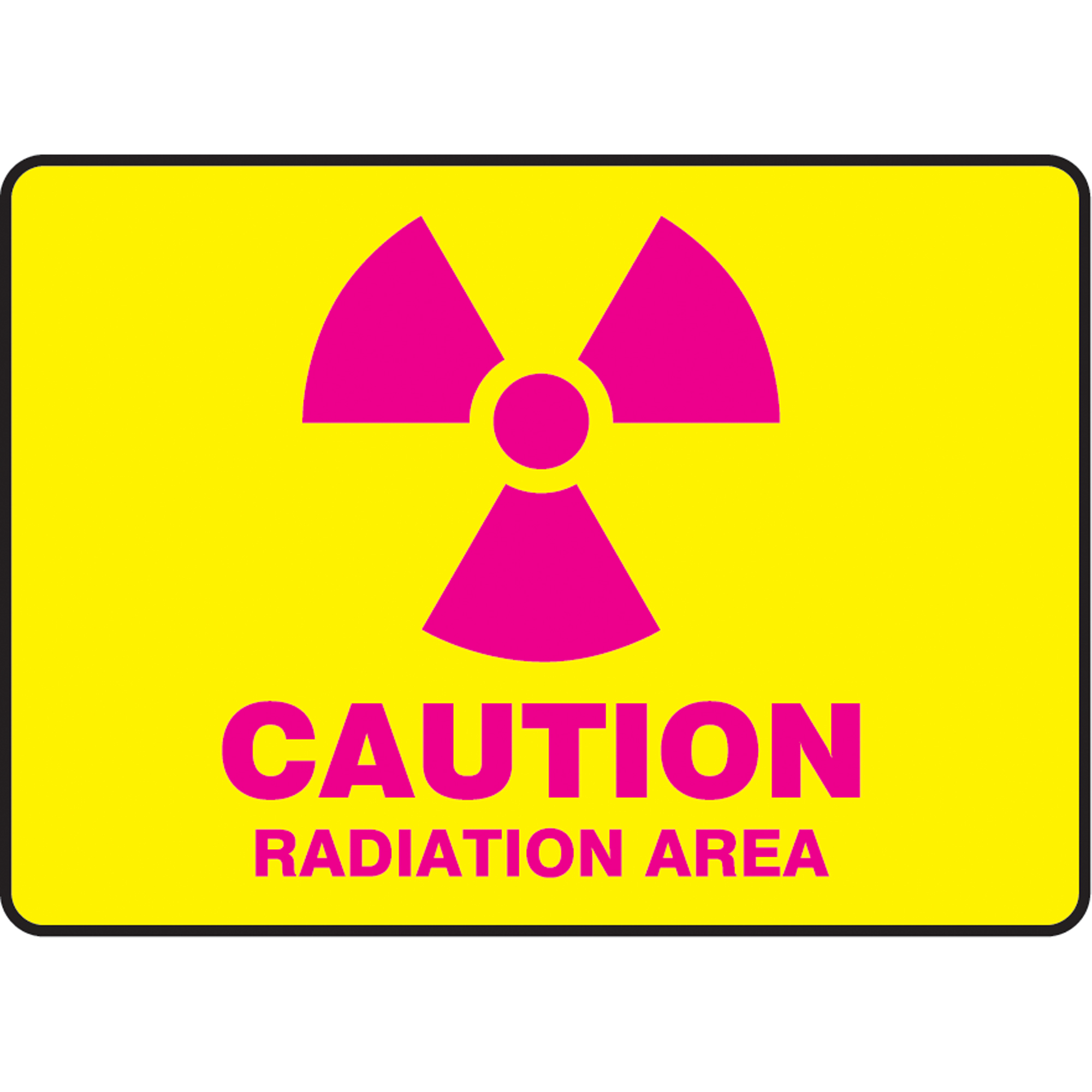 Enseigne « Radiation Area », 10" x 14", Aluminium, Anglais avec pictogramme