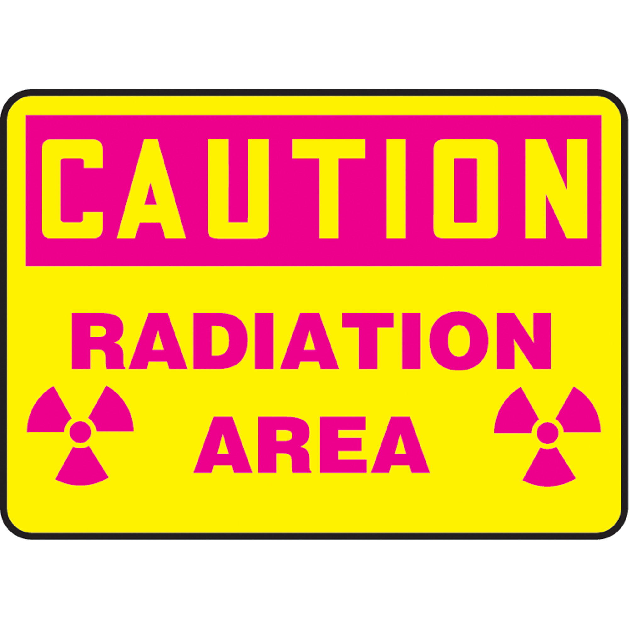 Enseigne « Radiation Area », 10" x 14", Aluminium, Anglais avec pictogramme