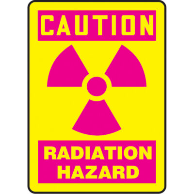 Enseigne « Radiation Hazard », 10" x 7", Aluminium, Anglais avec pictogramme