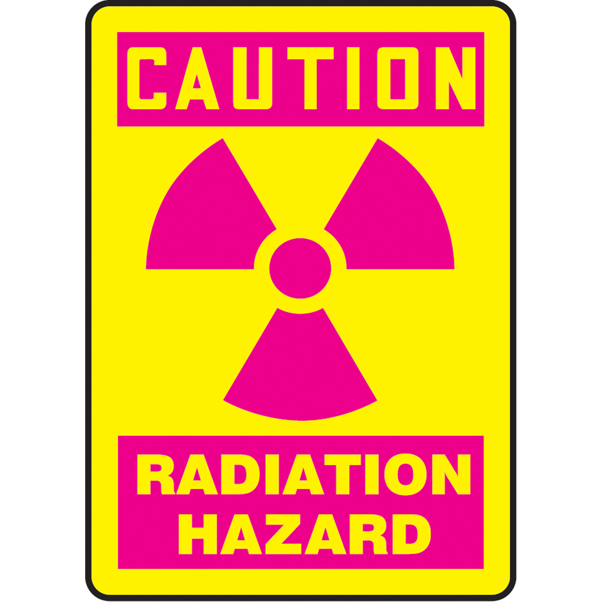 Enseigne « Radiation Hazard », 10" x 7", Aluminium, Anglais avec pictogramme