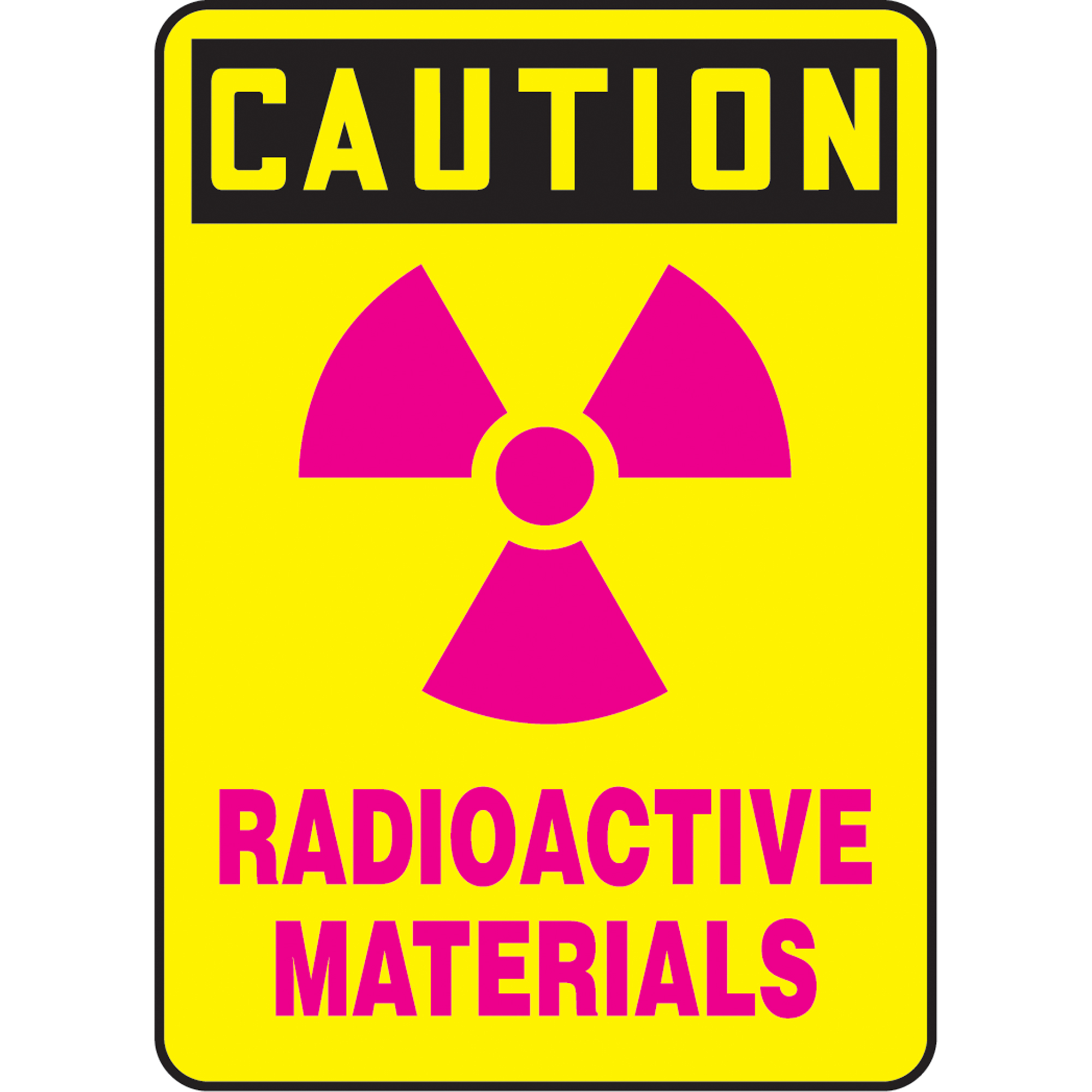 Enseigne « Radioactive Materials », 10" x 7", Aluminium, Anglais avec pictogramme