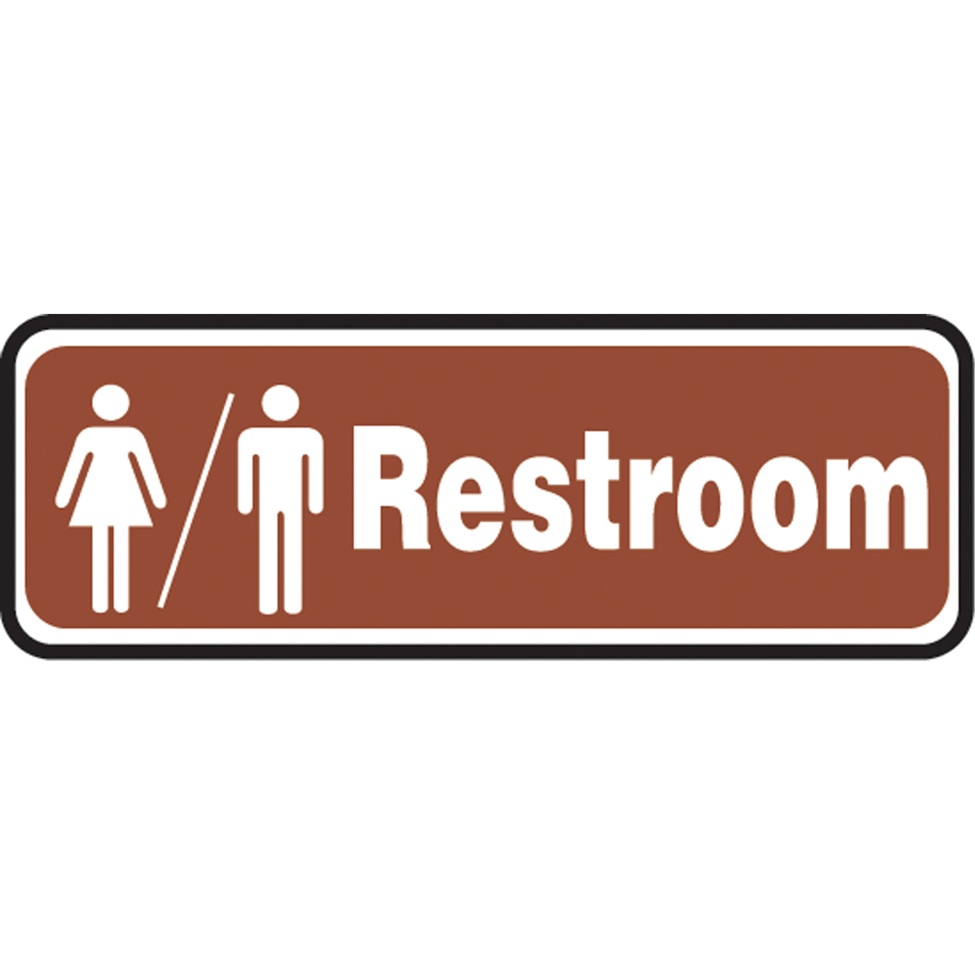 Enseigne « Rest Rooms », 3" x 10", Plastique, Anglais avec pictogramme