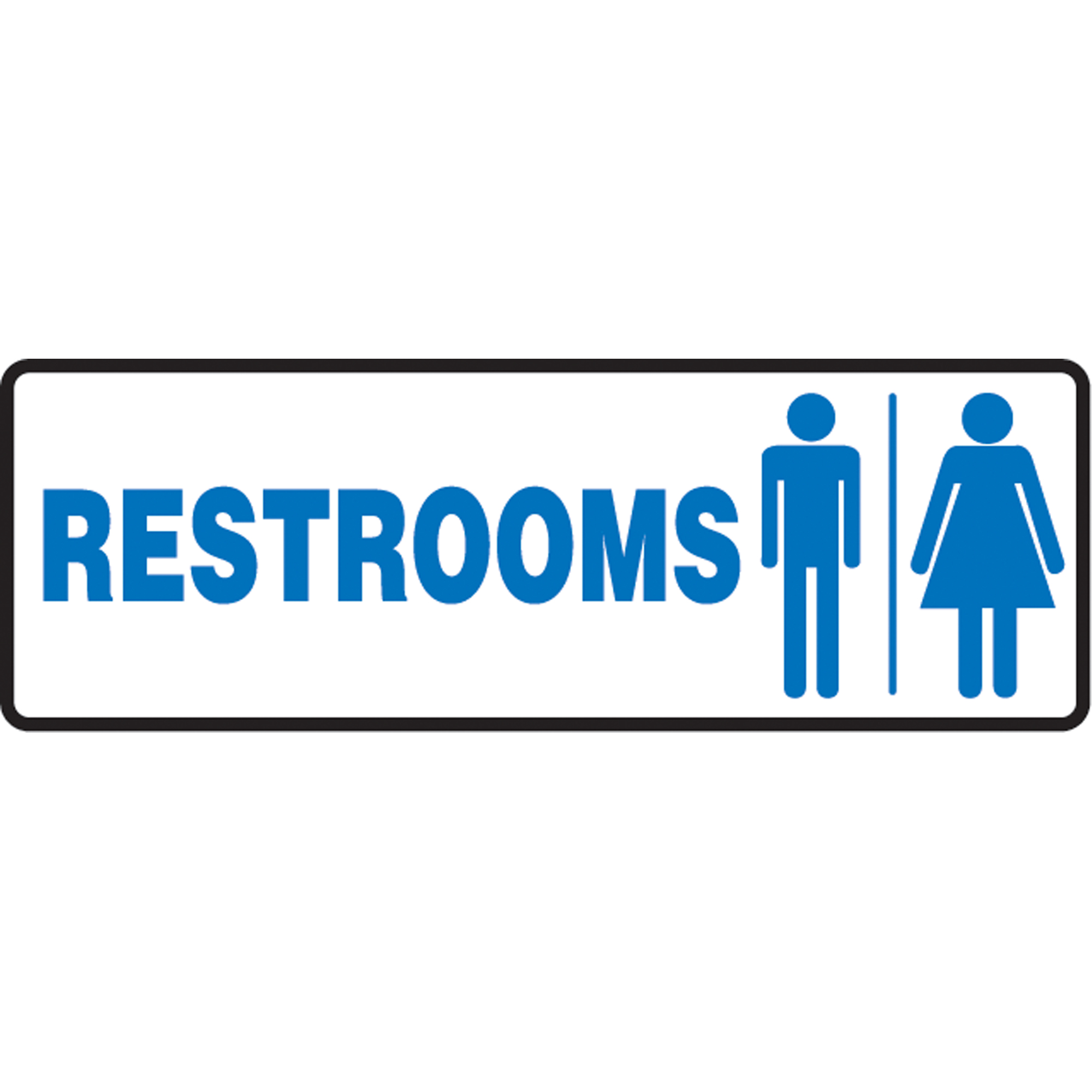 Enseigne « Rest Rooms », 4" x 10", Aluminium, Anglais avec pictogramme
