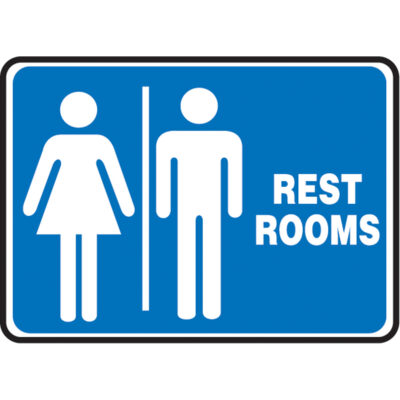 Enseigne « Rest Rooms », 7" x 10", Plastique, Anglais avec pictogramme