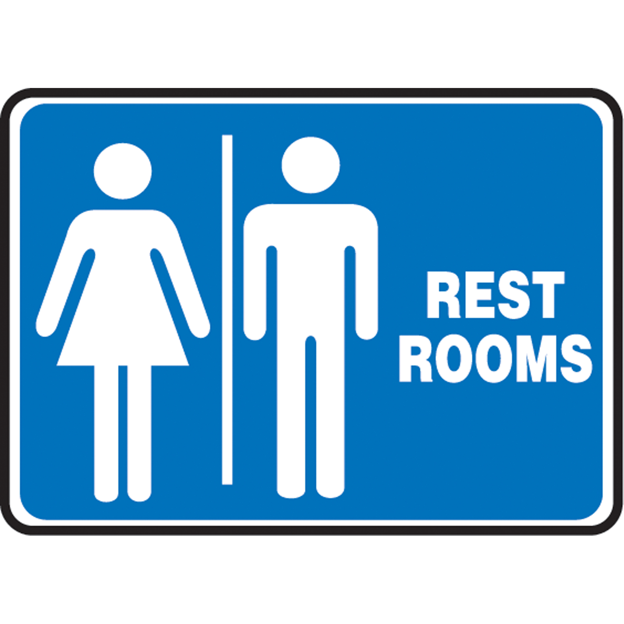 Enseigne « Rest Rooms », 7" x 10", Plastique, Anglais avec pictogramme