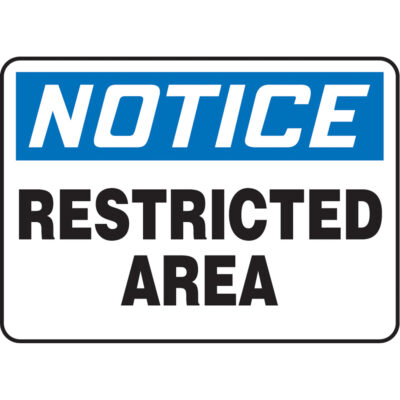 Enseigne « Restricted Area », 10" x 14", Aluminium, Anglais