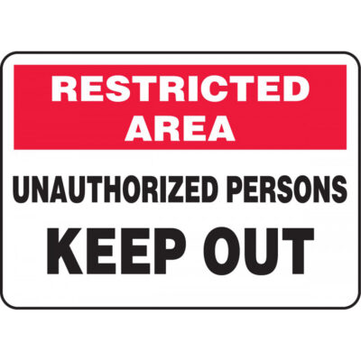 Enseigne « Restricted Area », 7" x 10", Vinyle, Anglais