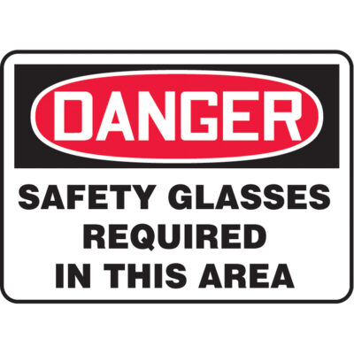 Enseigne « Safety Glasses Required », 10" x 14", Vinyle, Anglais