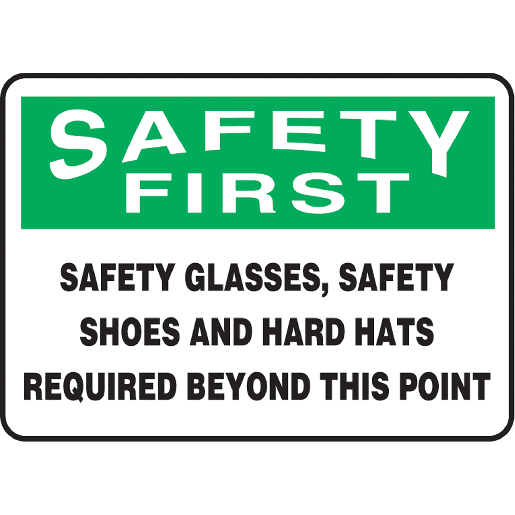 Enseigne « Safety Glasses, Safety Shoes & Hard Hats Required », 7" x 10", Plastique, Anglais