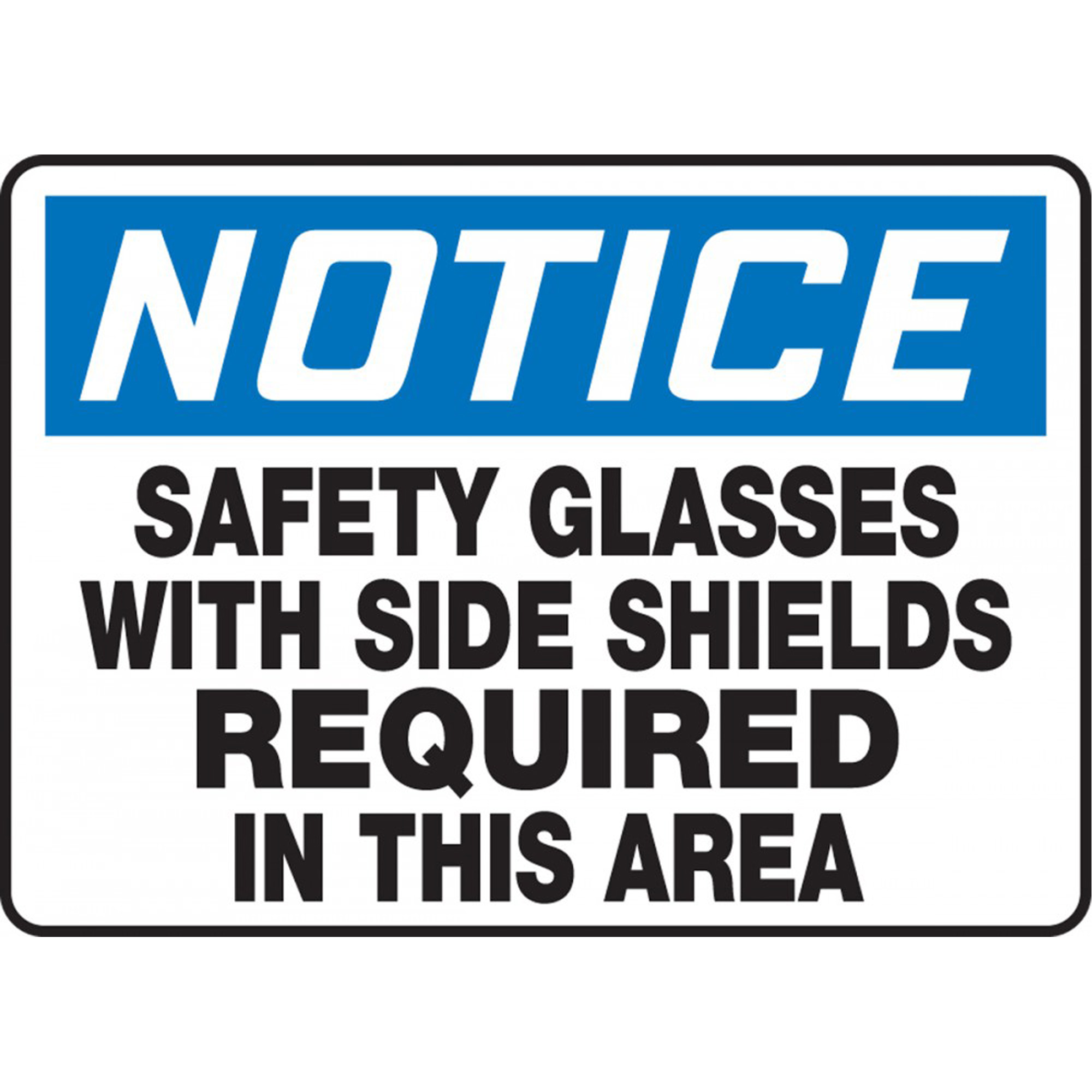 Enseigne « Safety Glasses With Side Shields Required », 10" x 14", Vinyle, Anglais