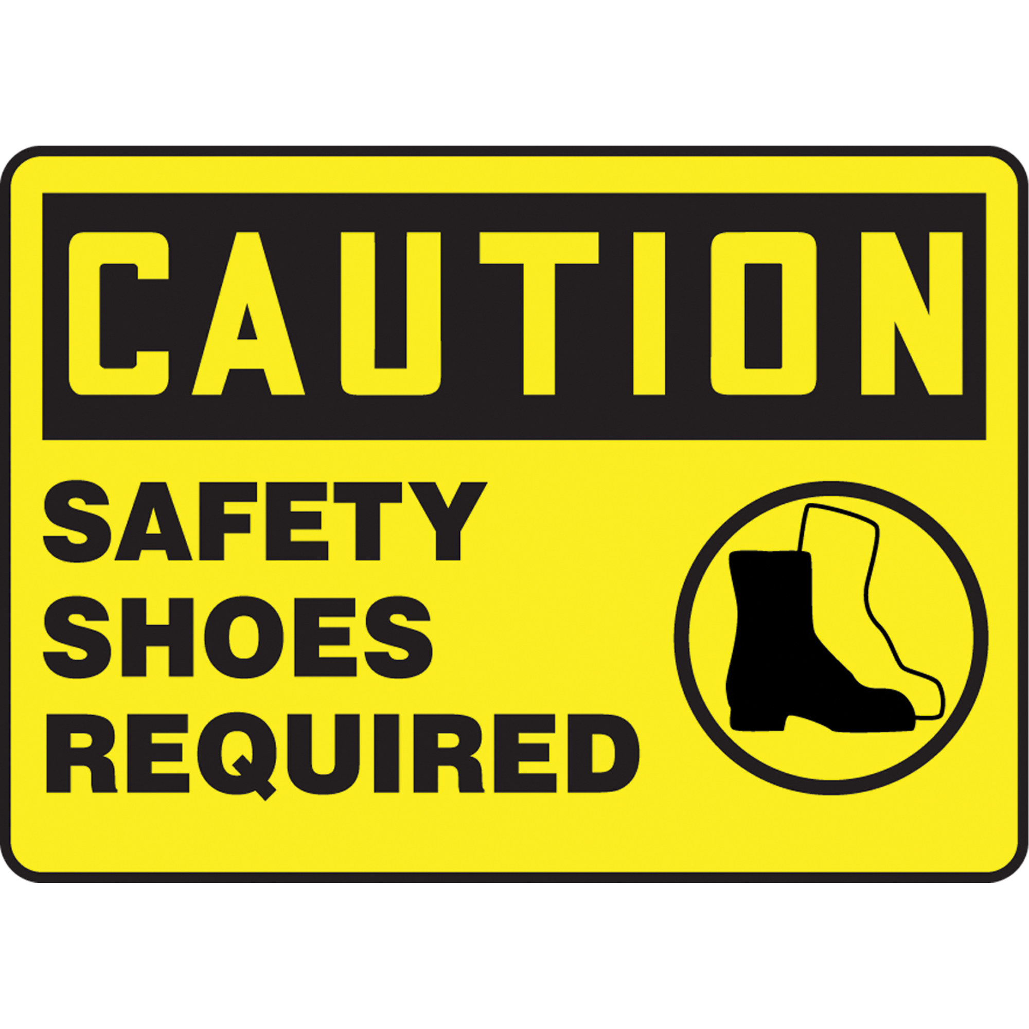 Enseigne « Safety Shoes Required », 10" x 14", Aluminium, Anglais avec pictogramme