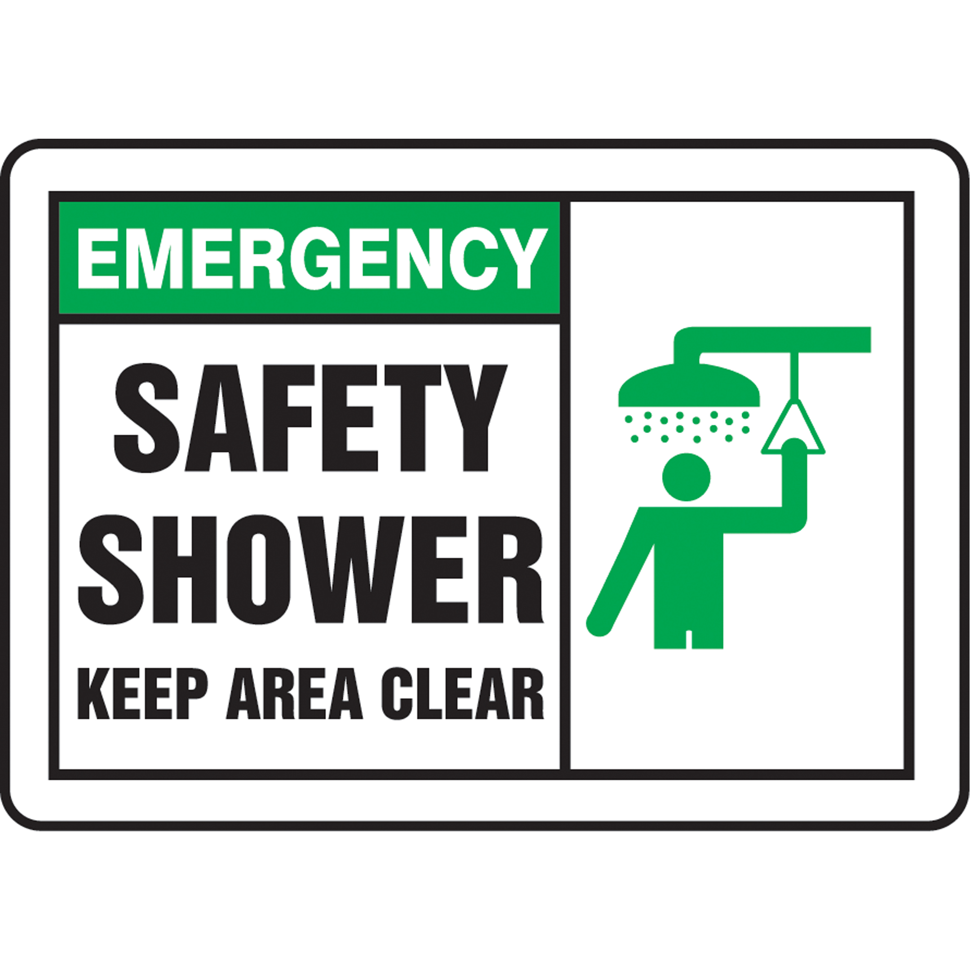 Enseigne « Safety Shower », 10" x 14", Plastique, Anglais avec pictogramme