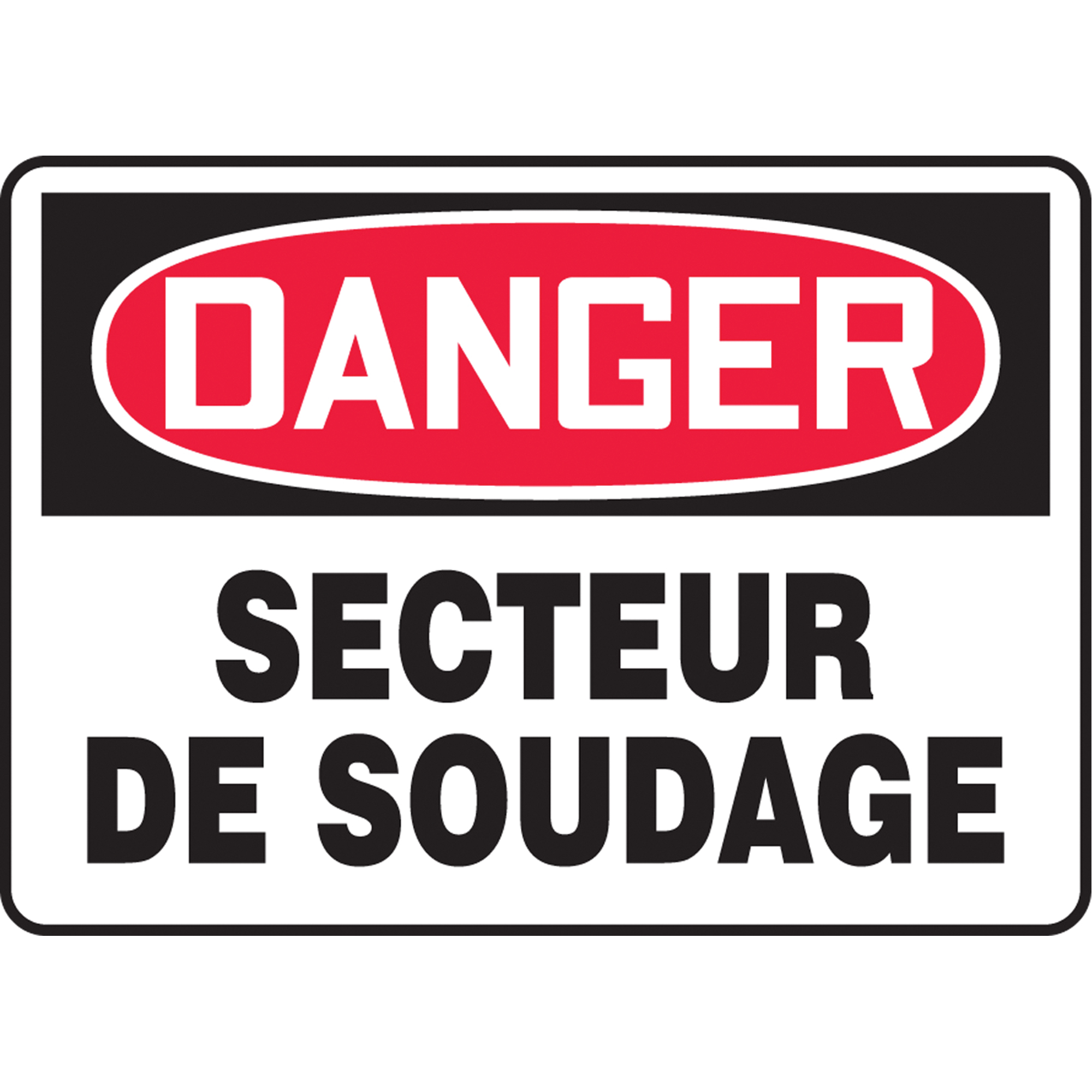 Enseigne « Secteur de soudage », 7" x 10", Plastique, Français
